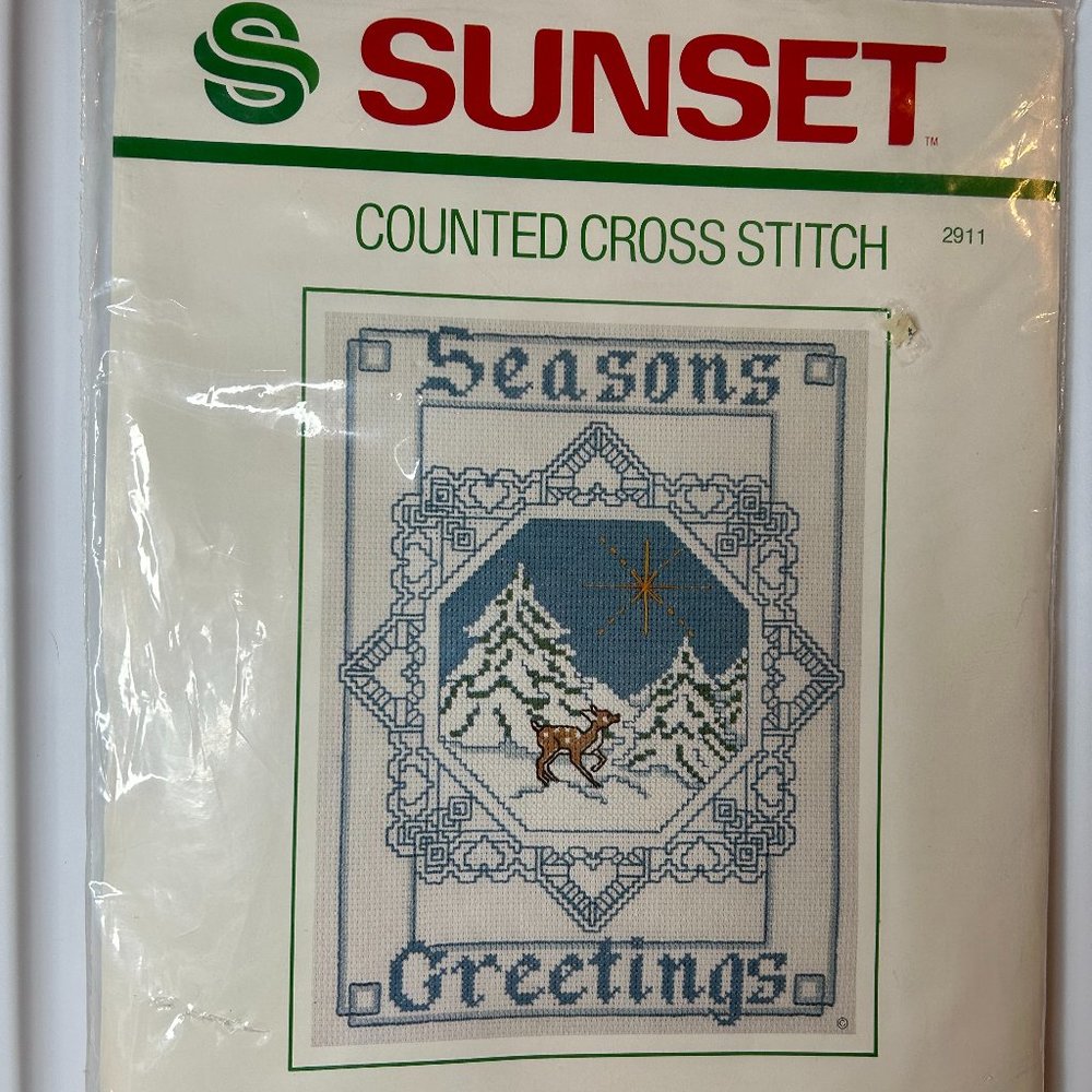 Sunset Counted Cross Stitch Kit Snowflake Season's Greeting 2911 New Sealed